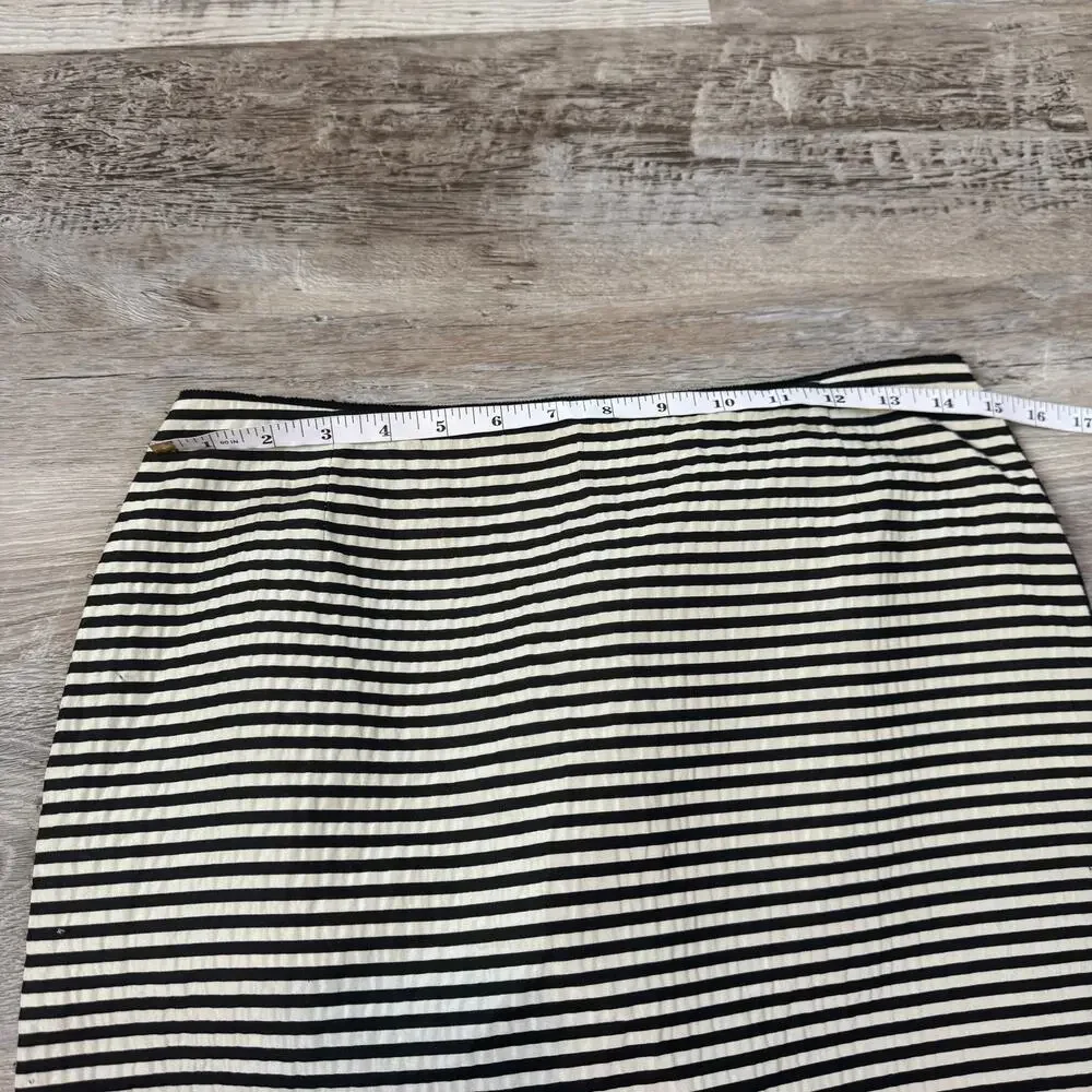Lafayette 148 Striped Pencil Skirt Black Ivory Career Chic Size 4